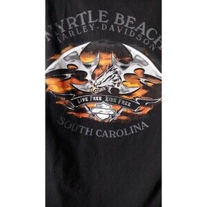 Harley Davidson Motorcycle Myrtle Beach Shirt Size L Black Live Free Ride Free